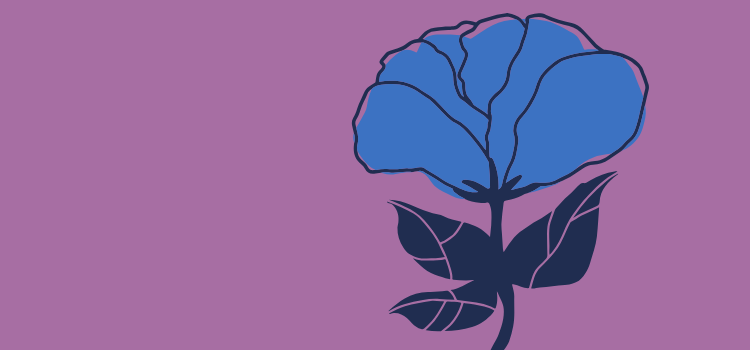 Blue flower on mauve